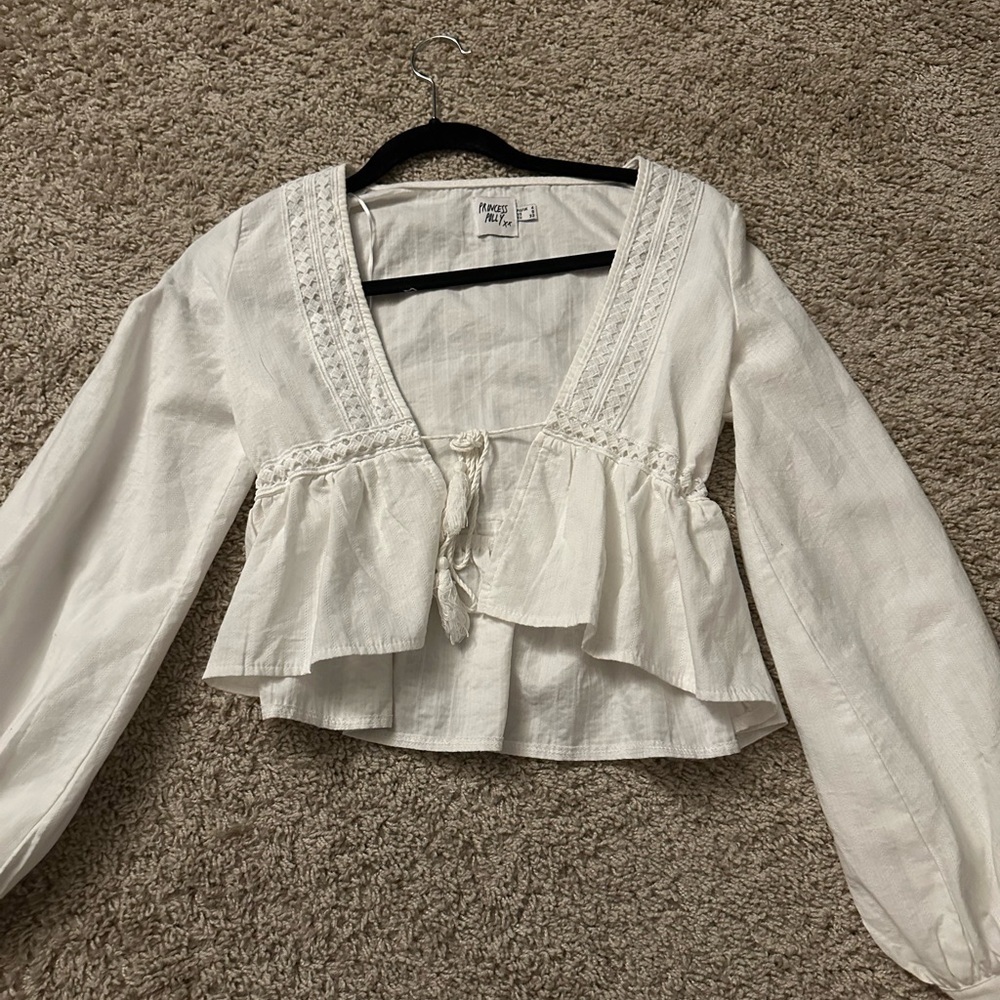 PRINCESS POLLY LONG SLEEVE FLOWY CROP TOP